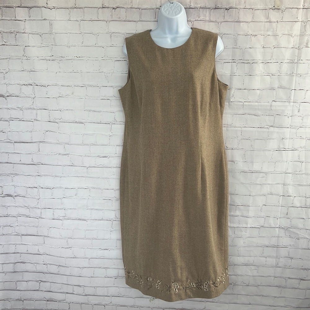 Liz Claiborne Collection woolmark blend sleeveless shift  midi dress size 16